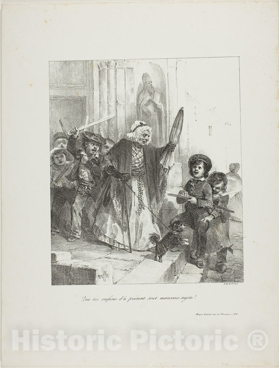 Art Print : Children these days are a bad lot!, Denis Auguste Marie Raffet, c 1831, Vintage Wall Decor :