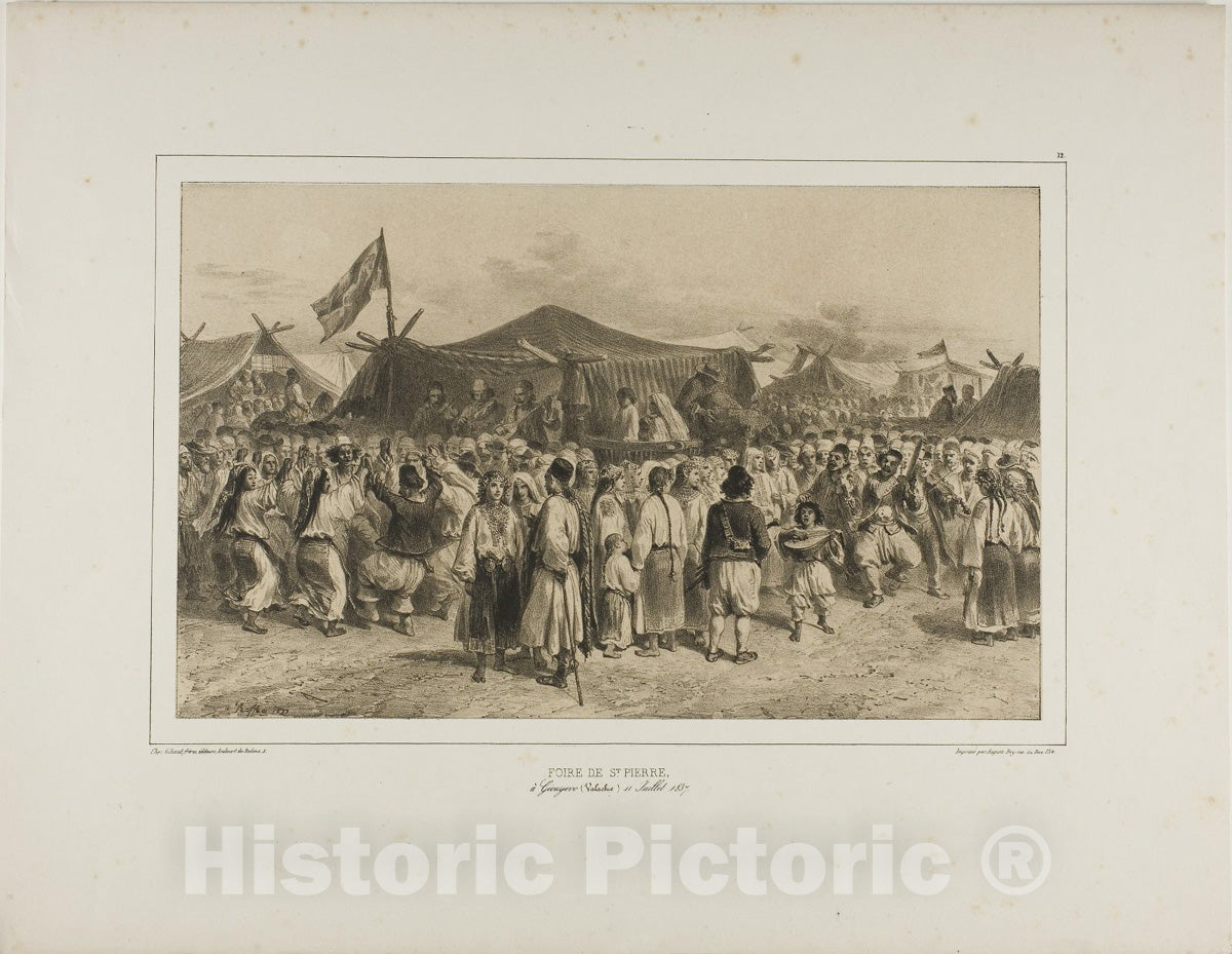 Art Print : St. Pierre fair, Giourjevo, Wallachia, July 11, 1837, Denis Auguste Marie Raffet, c.1864, Vintage Wall Decor :