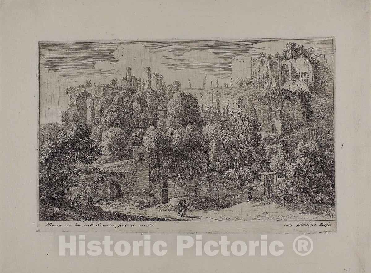 Art Print : Antique Ruins of an Amphitheater, Herman Van Swanevelt, c.1600, Vintage Wall Decor :