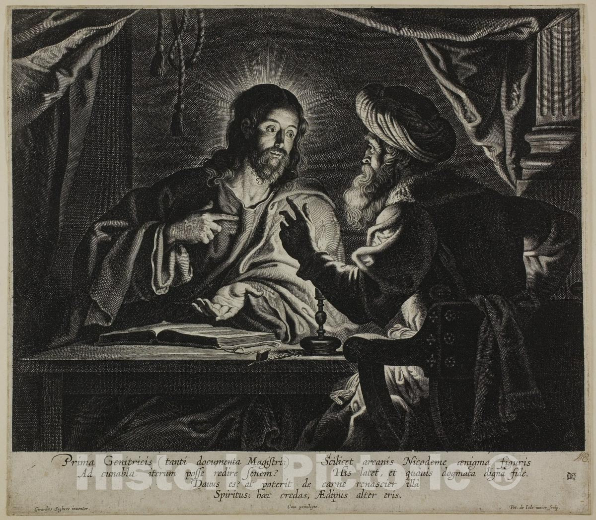 Art Print : Christ and Nicodemus: A Night Piece, Peeter de Jode, the younger, c 1475, Vintage Wall Decor :