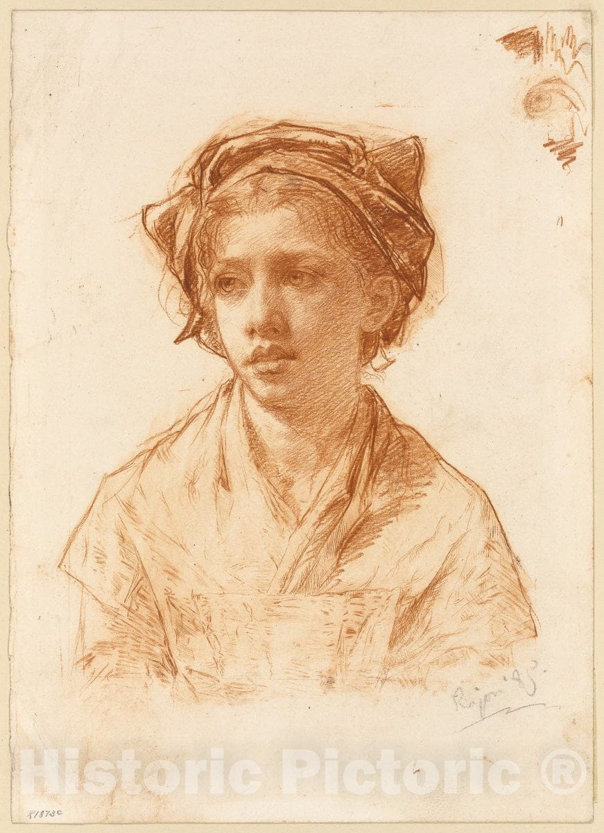Art Print : Bust of a Peasant Girl, Paul Adolphe Rajon, c.1619, Vintage Wall Decor :