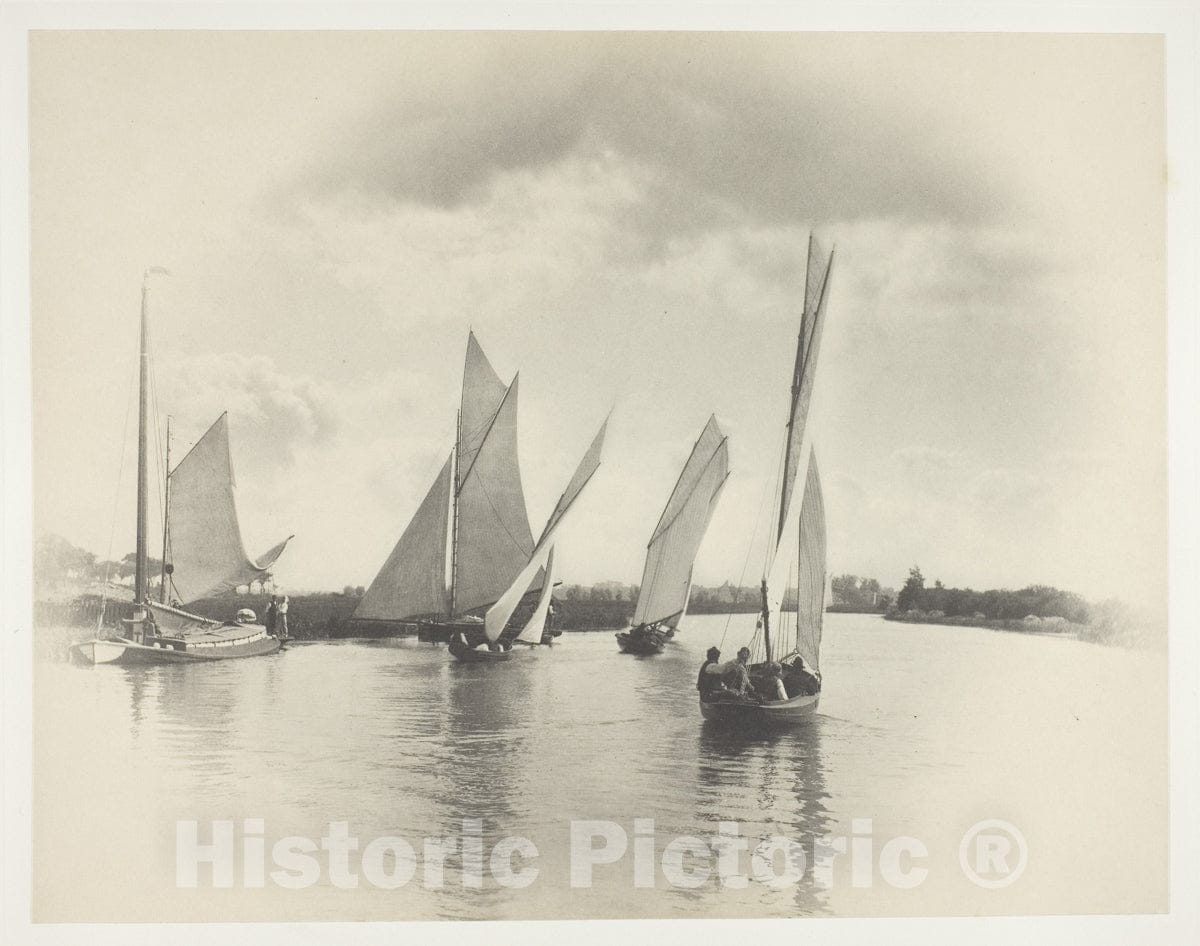 Art Photo : A Sailing Match at Horning, Peter Henry Emerson, c 1886, Vintage Wall Decor :