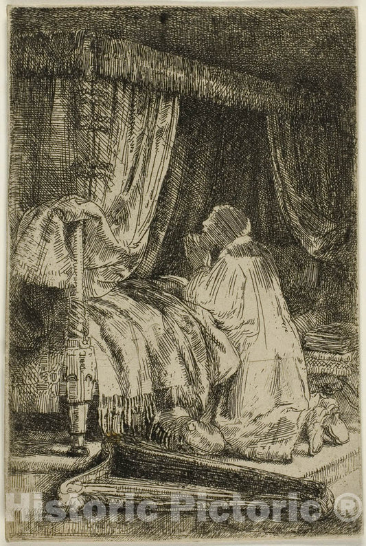 Art Print : David in Prayer, Rembrandt Harmenszoon Van Rijn, c.1521, Vintage Wall Decor :