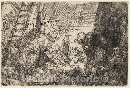 Art Print : The Circumcision in the Stable, Rembrandt Harmenszoon Van Rijn, c.1901, Vintage Wall Decor :