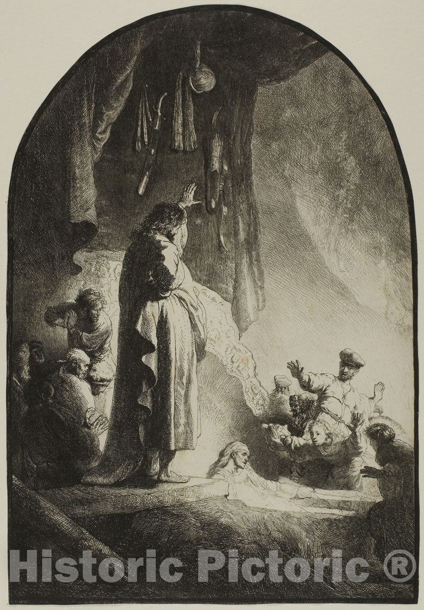 Art Print : The Raising of Lazarus: The Larger Plate, Rembrandt Harmenszoon Van Rijn, c.1651, Vintage Wall Decor :