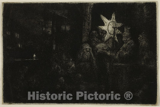 Art Print : The Star of the Kings: A Night Piece, Rembrandt Harmenszoon Van Rijn, c 1815, Vintage Wall Decor :