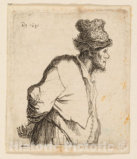 Art Print : Peasant with His Hands Behind His Back, Rembrandt Harmenszoon Van Rijn, c 1855, Vintage Wall Decor :