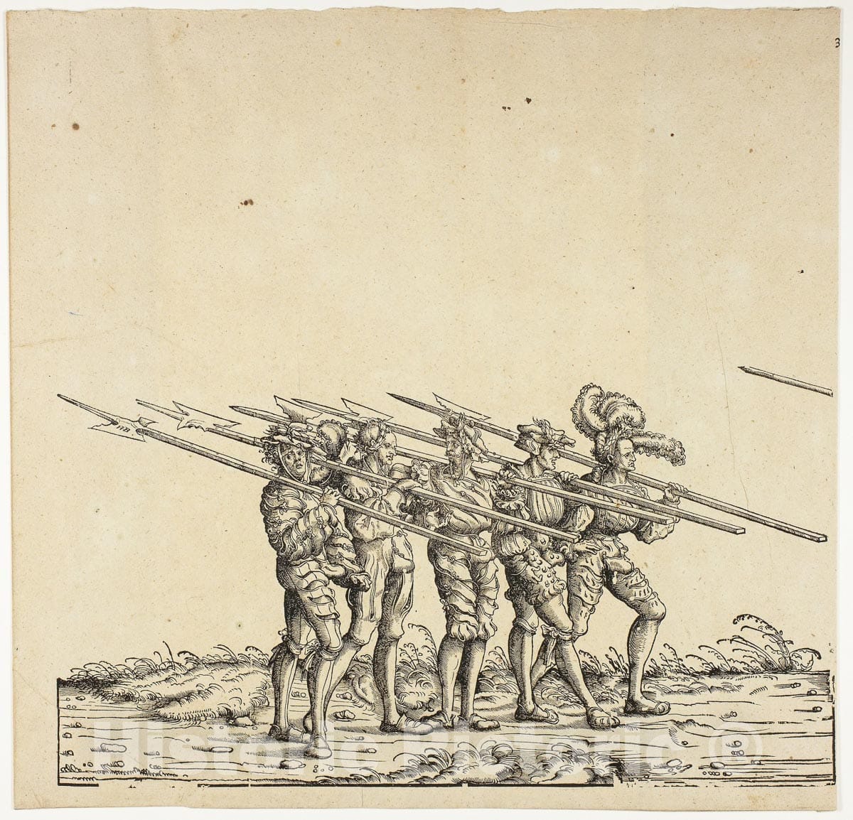 Art Print : Halberdiers, from the Triumphal Procession of Maximilian, Hans Burgkmair, the elder, c.1551, Vintage Wall Decor :