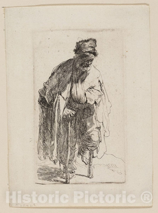 Art Print : Beggar with a Wooden Leg, Rembrandt Harmenszoon Van Rijn, c 1875, Vintage Wall Decor :