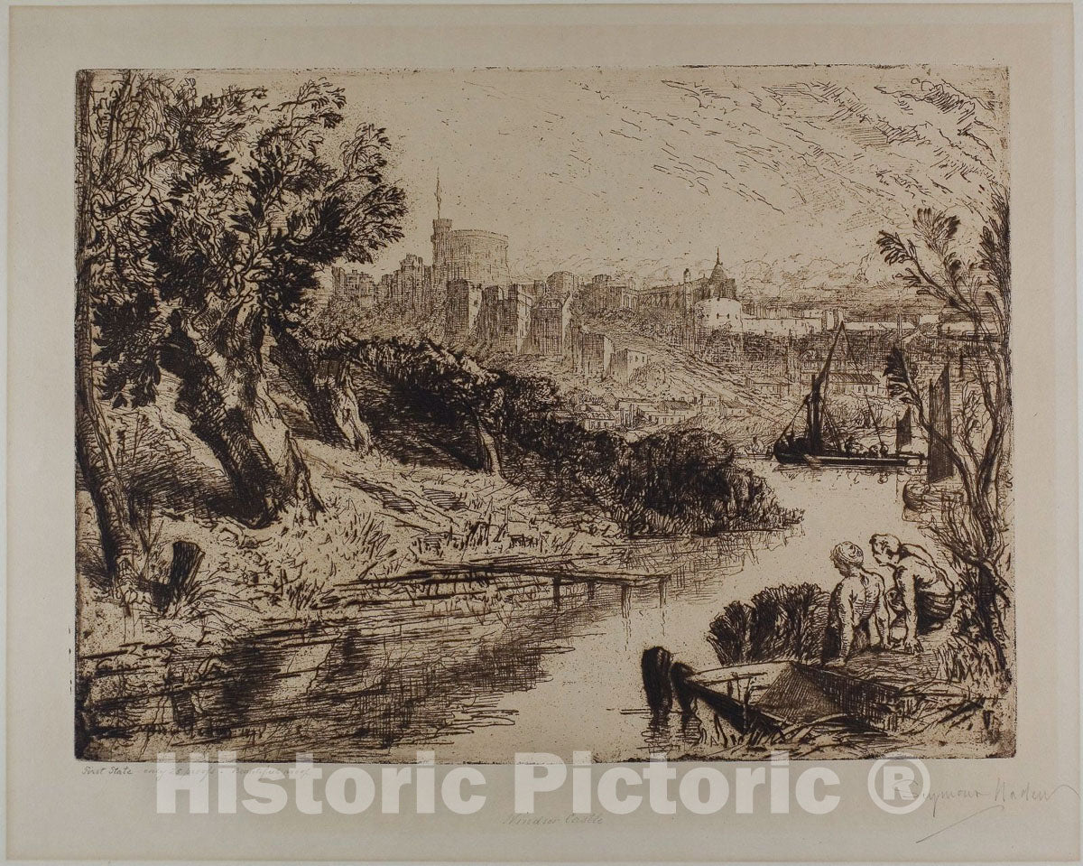 Art Print : Windsor, Francis Seymour Haden, c 1918, Vintage Wall Decor :