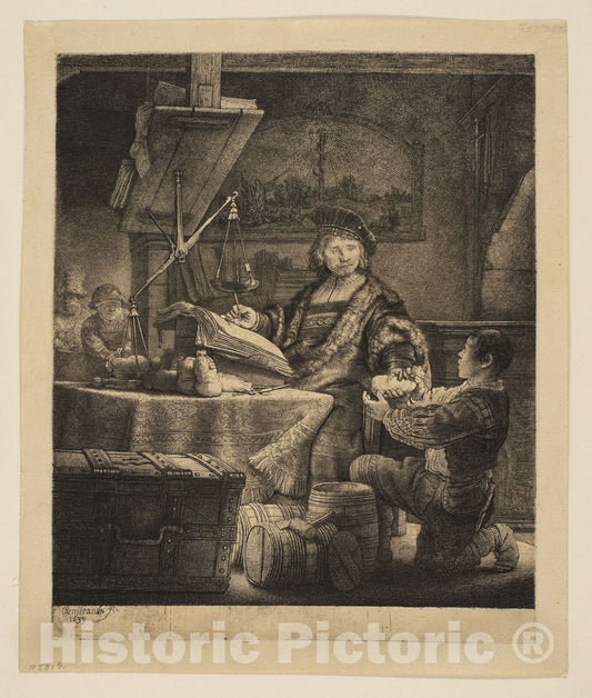 Art Print : Jan Uytenbogaert, Receiver-General ("The Goldweighter"), Rembrandt Harmenszoon Van Rijn, c 1650, Vintage Wall Decor :