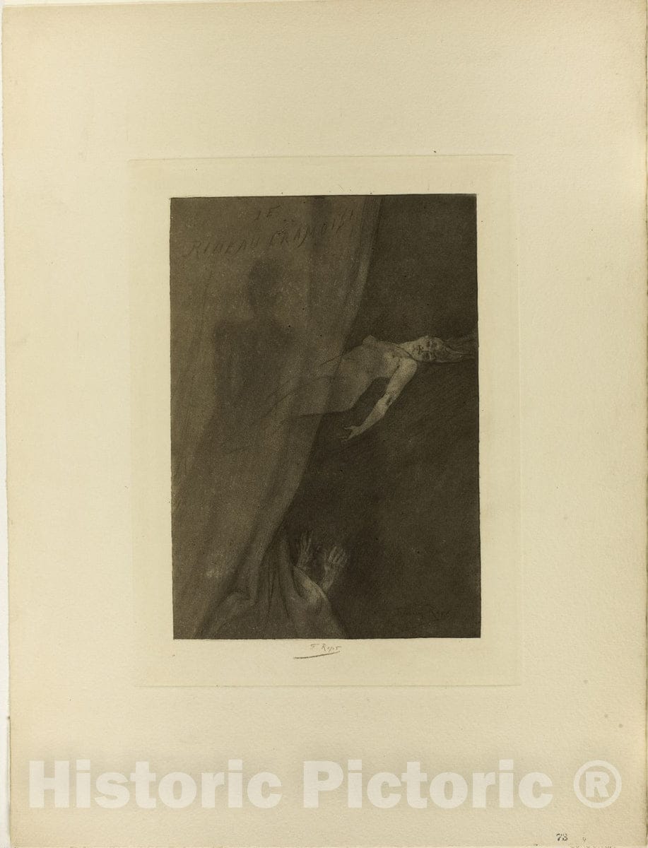 Art Print : The Crimson Curtain, Felicien Rops, c 1894, Vintage Wall Decor :