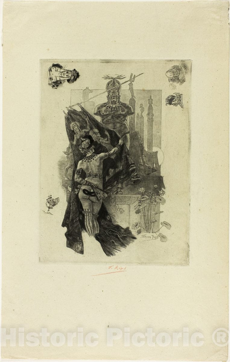 Art Print : The Modesty of Sodom, Felicien Rops, c.1876, Vintage Wall Decor :