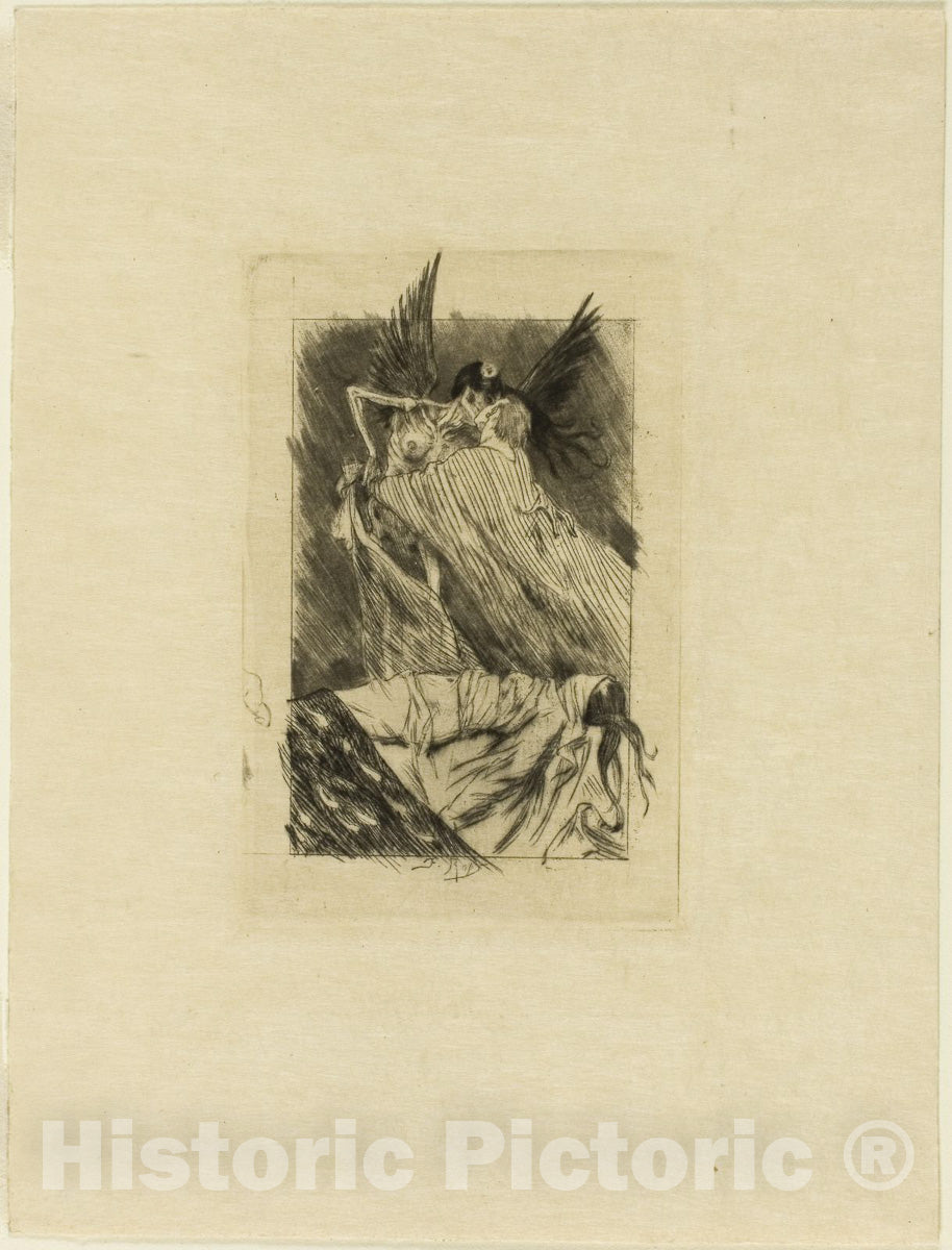 Art Print : Frontispiece to Les baisers morts, Felicien Rops, c 1752, Vintage Wall Decor :