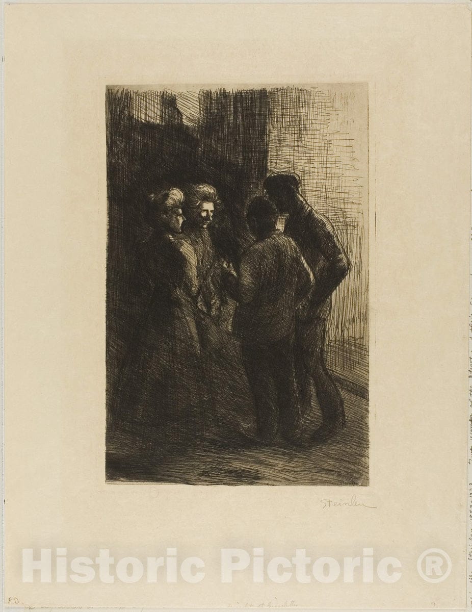 Art Print : Two Women of the Street and Their Companions, Theophile-Alexandre Steinlen, c 1967, Vintage Wall Decor :