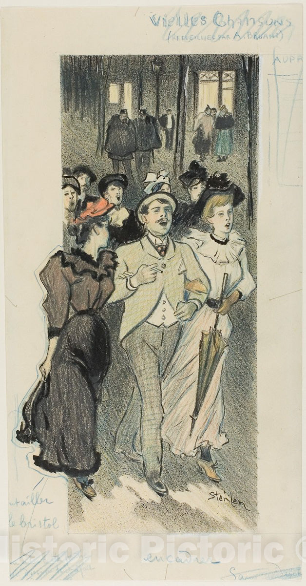 Art Print : Old Songs, Theophile-Alexandre Steinlen, c 1896, Vintage Wall Decor :