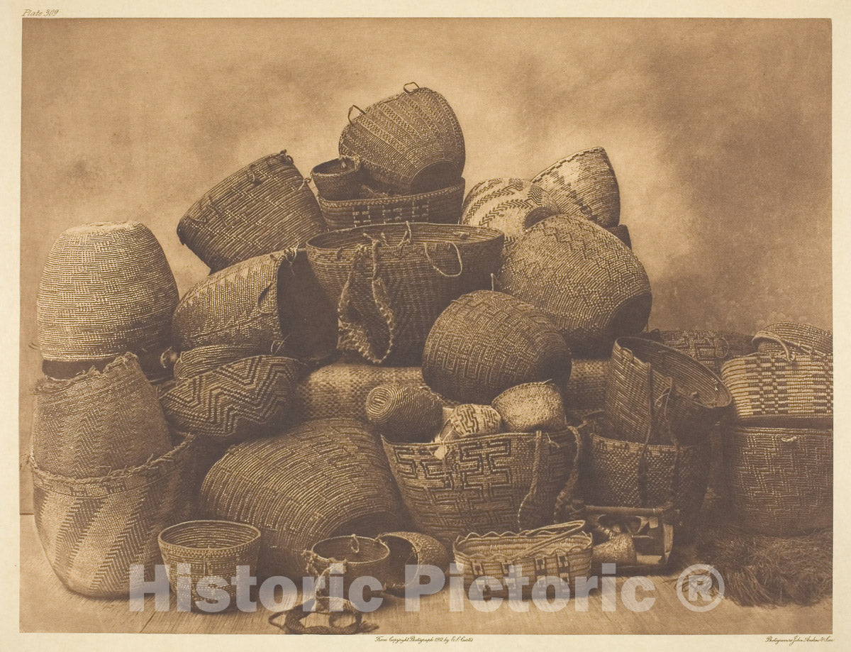 Art Photo : Puget Sound Baskets, Edward S. Curtis, c 1923, Vintage Wall Decor :