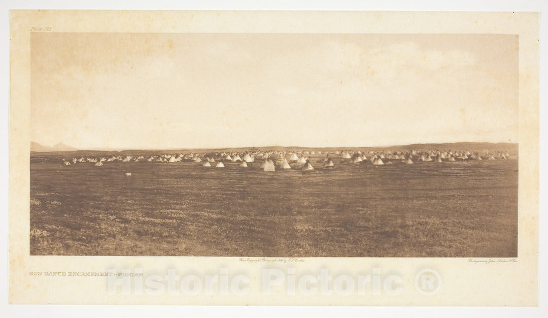Art Photo : Sun Dance Encampment-Piegan, Edward S. Curtis, c 1909, Vintage Wall Decor :