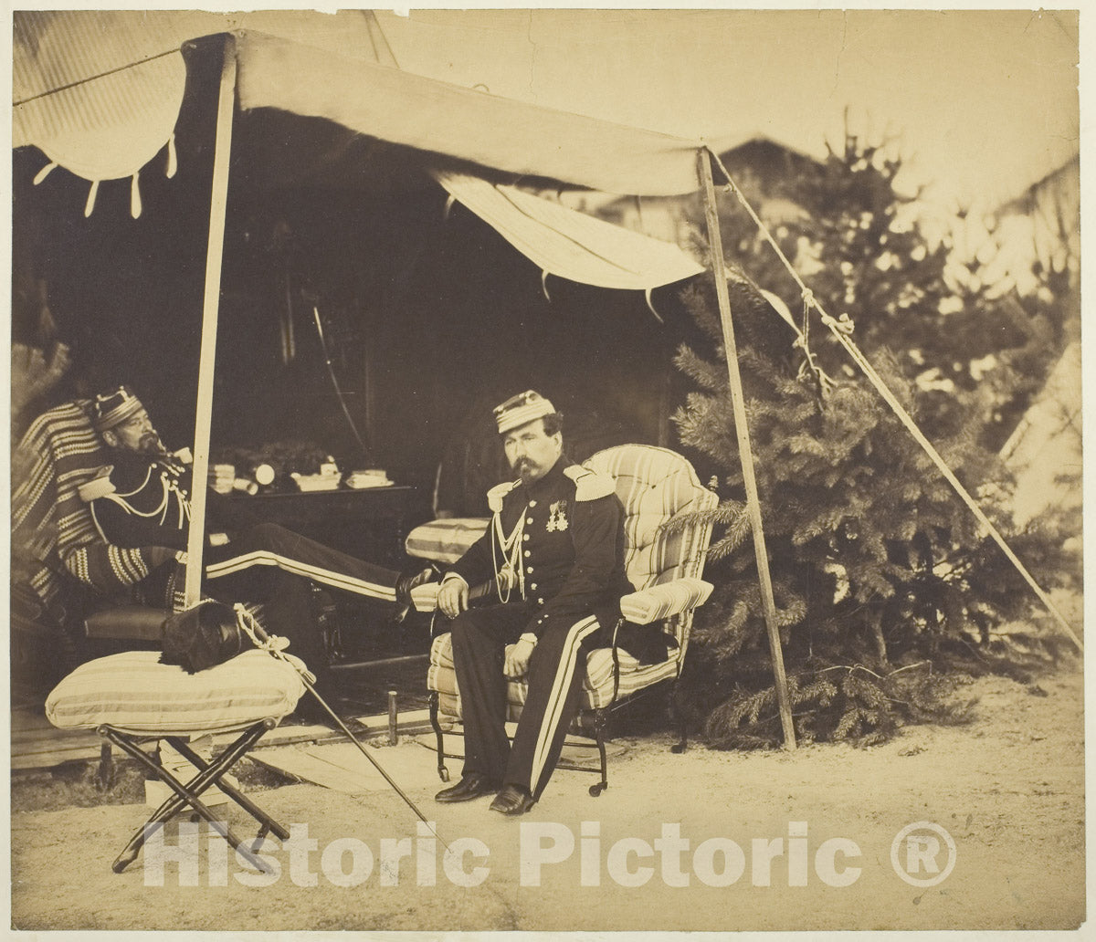 Art Photo : Officers Seated at a Tent, Camp de ChÃ¢lons, Gustave Le Gray, c 1857, Vintage Wall Decor :