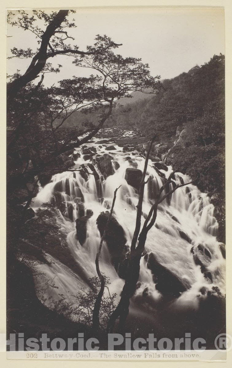 Art Photo : Bettw-s-y Coed, The Swallow Falls from Above, Francis Bedford, c.1877, Vintage Wall Decor :