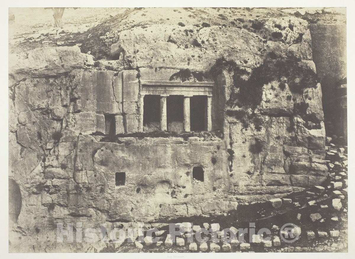 Art Photo : Jerusalem, Valley of Josaphat, Tomb of St. James (Jerusalem, Vallee de Josaphat, Tombeau de Saint Jacques), Auguste Salzmann, c 1854, Vintage Wall Decor :