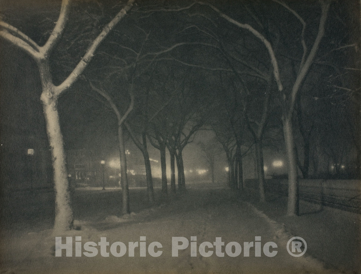 Art Photo : An Icy Night, New York, Alfred Stieglitz, 1898, Vintage Wall Decor :