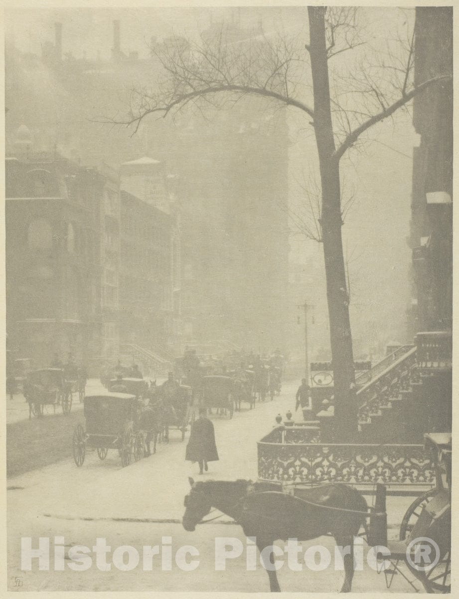 Art Photo : The Street, Fifth Avenue, Alfred Stieglitz, c.1901, Vintage Wall Decor :