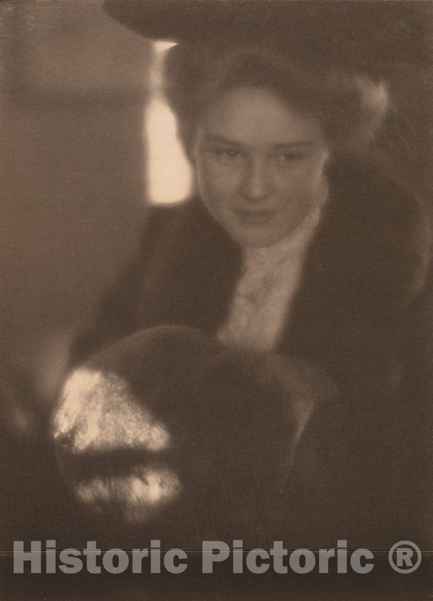 Art Photo : Girl with Muff, Clarence H. White, c 1906, Vintage Wall Decor :