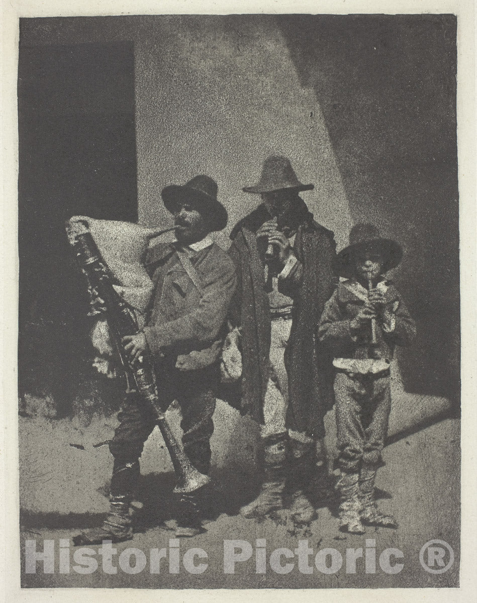 Art Photo : Street Musicians Standing, Charles NÃ¨gre, c.1897, Vintage Wall Decor :