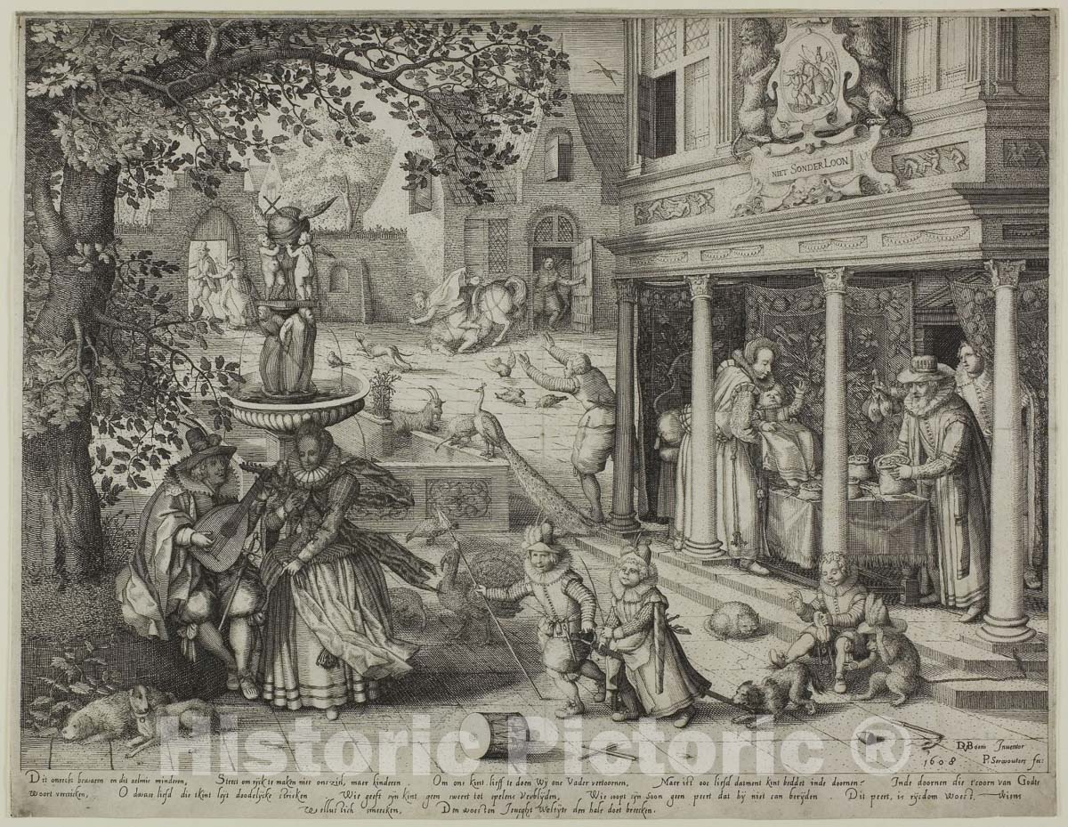 Art Print : An Allegory of Relations between the Generations, Pieter Serwouters, c.1622, Vintage Wall Decor :