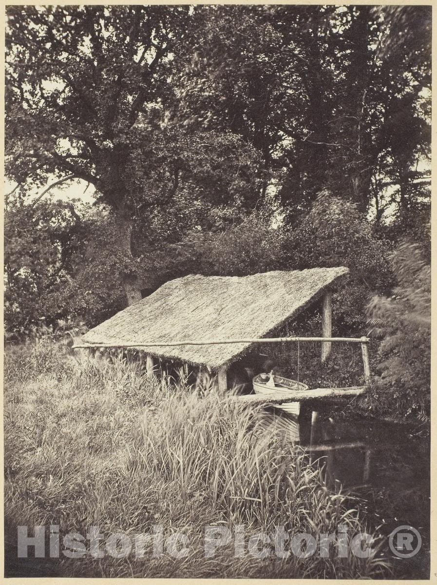 Art Photo : Boat House, Miss T. Powell, c.1860, Vintage Wall Decor :
