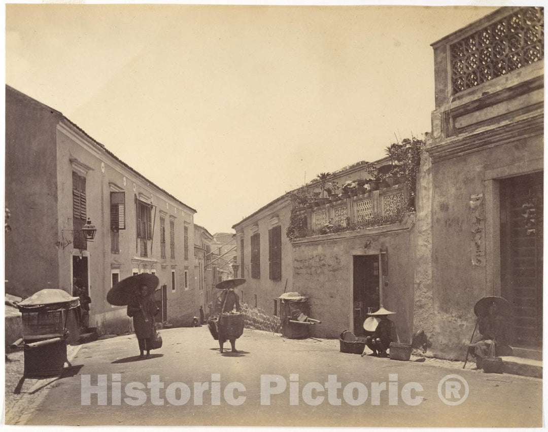 Photo Print : John Thomson - A Street in Macao : Vintage Wall Art