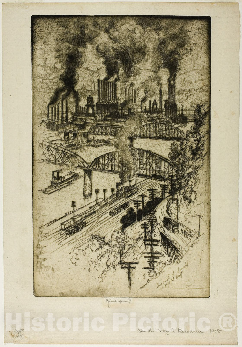 Art Print : On the Way to Bessemer, Joseph Pennell, c 1865, Vintage Wall Decor :
