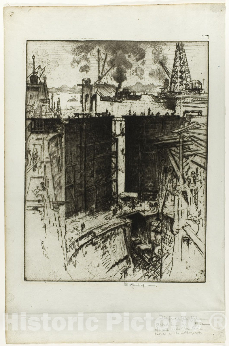 Art Print : The Guard Gate, Gatun Lock, Panama, Joseph Pennell, c.1637, Vintage Wall Decor :