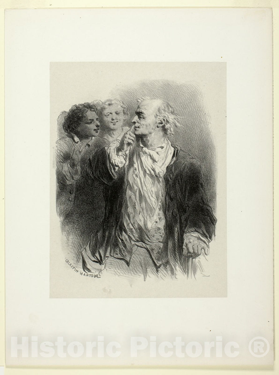 Art Print : A Gentleman and Two Companions, Celestin Nanteuil, c 1842, Vintage Wall Decor :