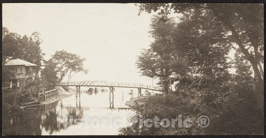 Photo Print : Adolf de Meyer - View of a Bridge Leading to a House Over a Body of Water : Vintage Wall Art