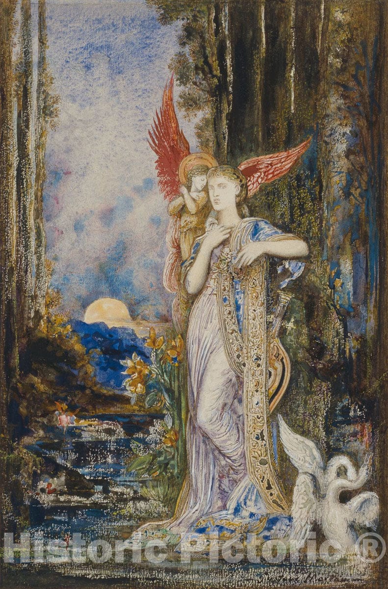 Art Print : LInspiration, Gustave Moreau, c.1923, Vintage Wall Decor :