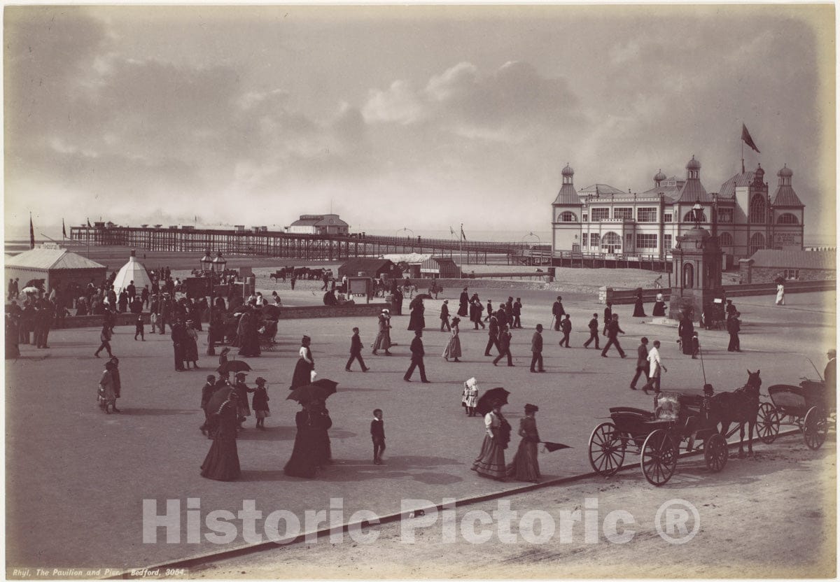 Photo Print : Francis Bedford - RHYL. The Pavilion and Pier : Vintage Wall Art