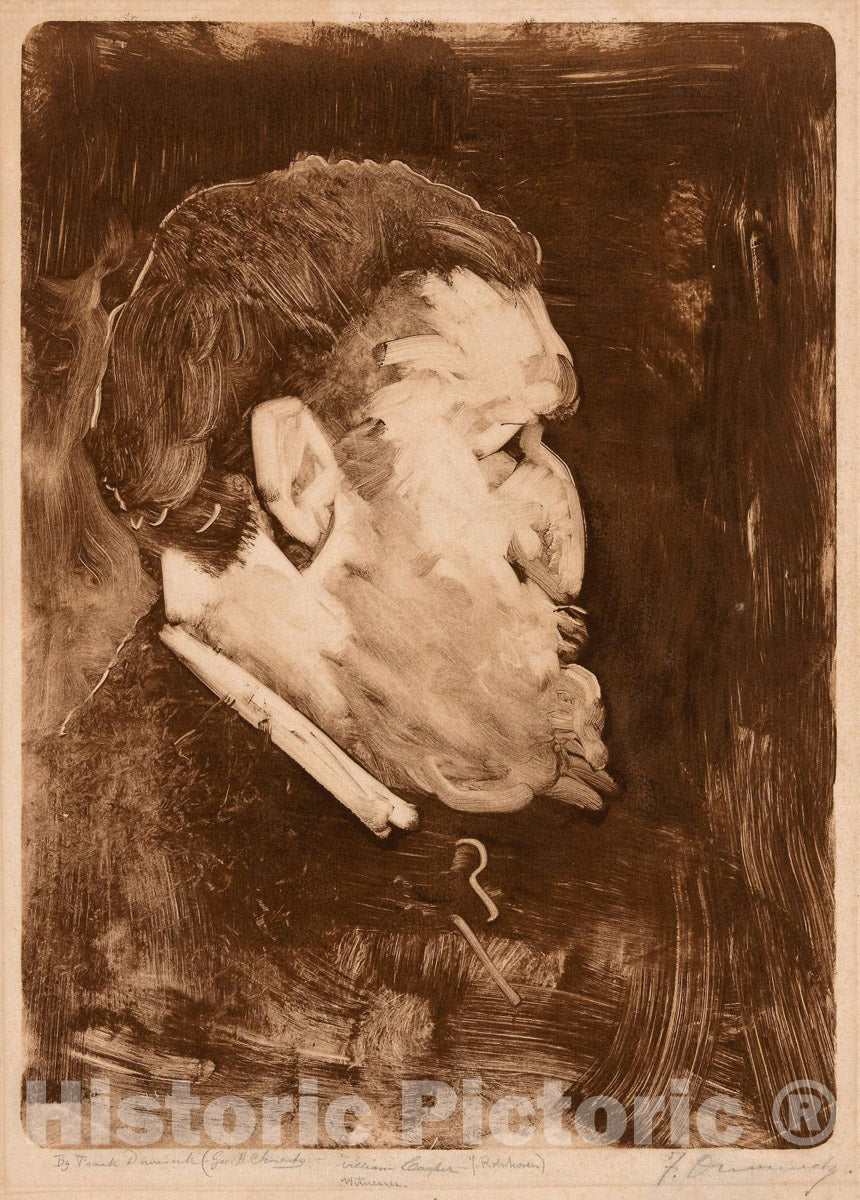 Art Print : Caricature of William Gedney Bunce, Frank Duveneck, c.1939, Vintage Wall Decor :