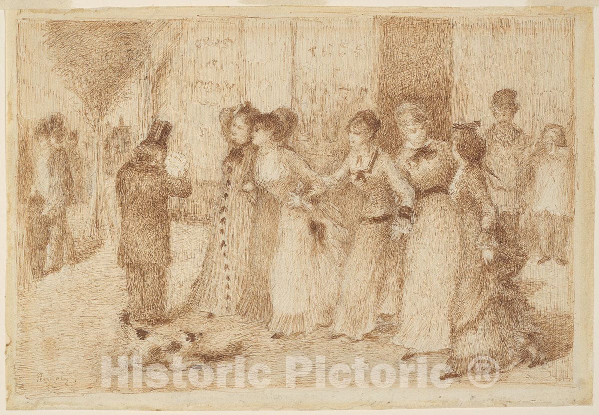 Art Print : Workers Daughters on the Outer Boulevard (Illustration for Emile Zolas "LAssommoir"), Pierre-Auguste Renoir, c.1683, Vintage Wall Decor :