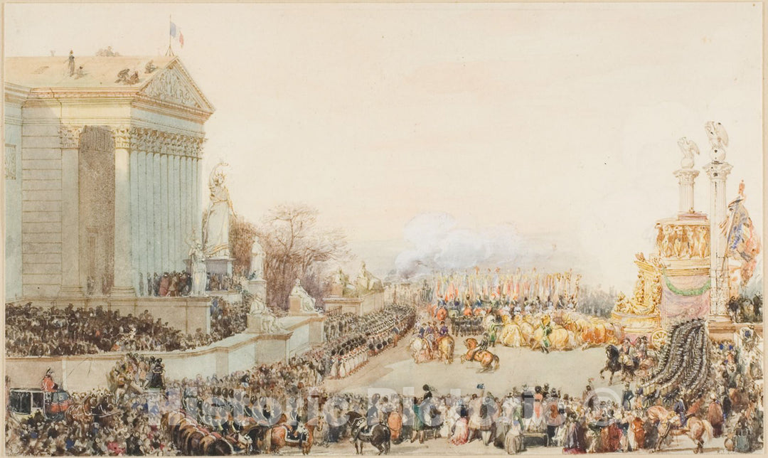 Art Print : The Translation of the Ashes of Napoleon: fifteen December, 1840, EugÃ¨ne Louis Lami, c 1985, Vintage Wall Decor :