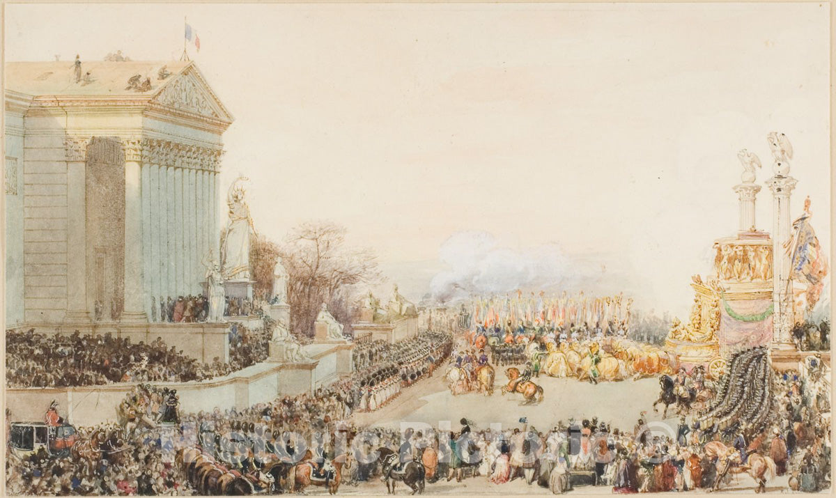 Art Print : The Translation of the Ashes of Napoleon: fifteen December, 1840, EugÃ¨ne Louis Lami, c 1985, Vintage Wall Decor :