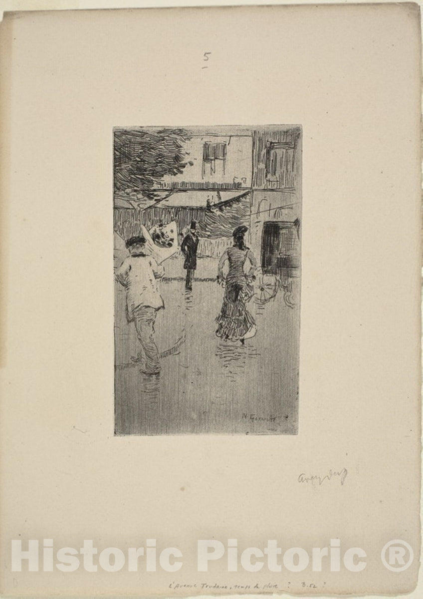 Art Print : Avenue Trudaine on a Rainy Day, Norbert Goeneutte, c 1902, Vintage Wall Decor :