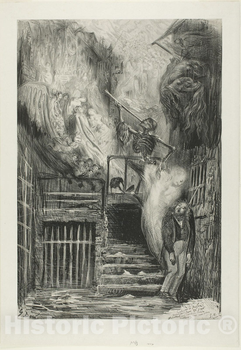 Art Print : La Rue de la Vieille Lanterne: The Death of Gerard de Nerval, Gustave Dore, c.1883, Vintage Wall Decor :
