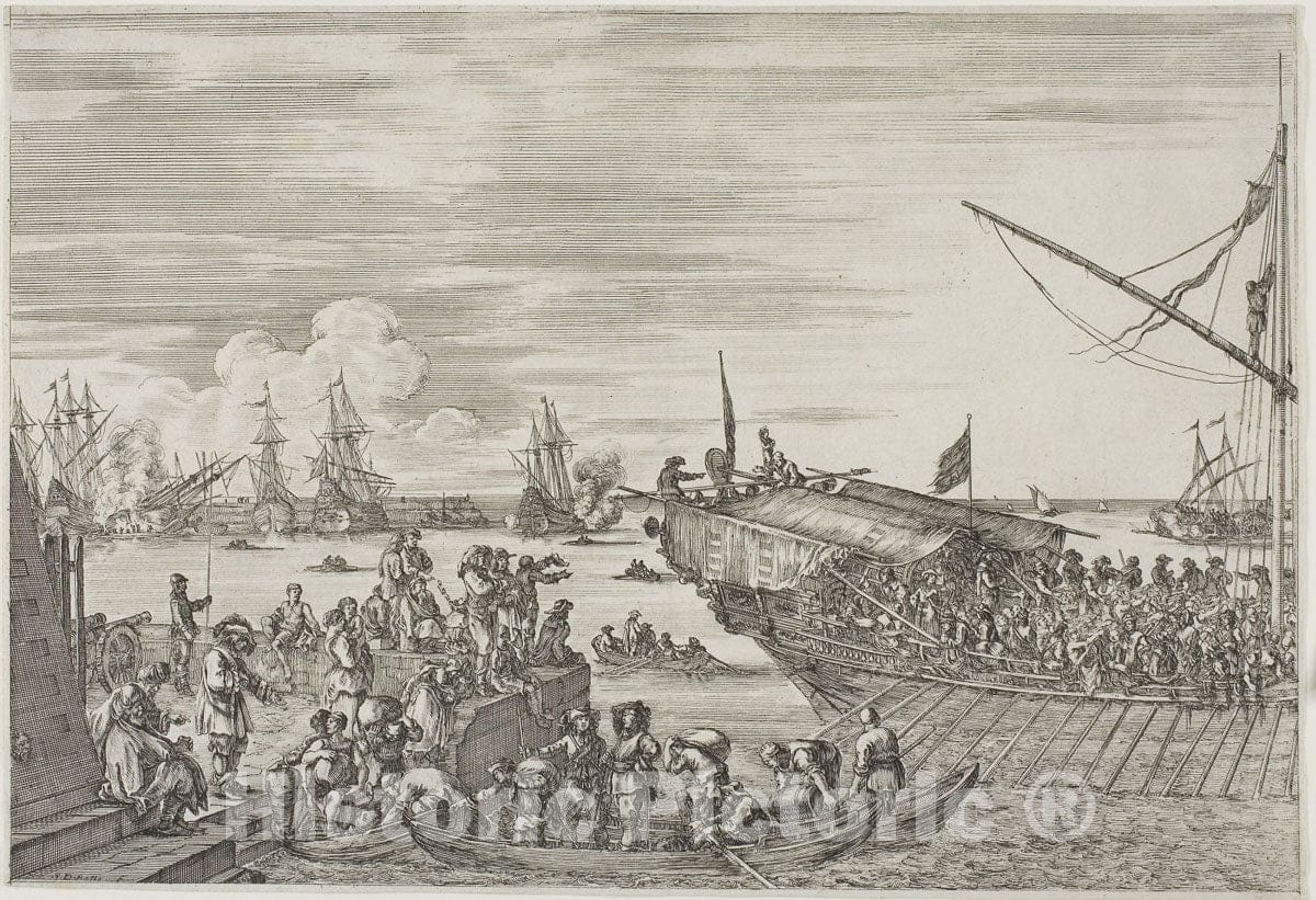 Art Print : Le depart dune GalÃ¨re, Stefano della Bella, c.1740, Vintage Wall Decor :