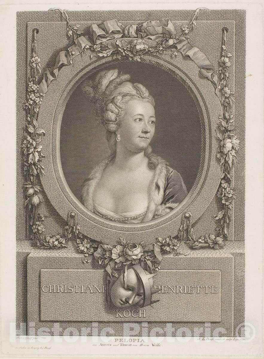 Art Print : Christiane Henriette Koch, Johann Friedrich Bause, c.1845, Vintage Wall Decor :