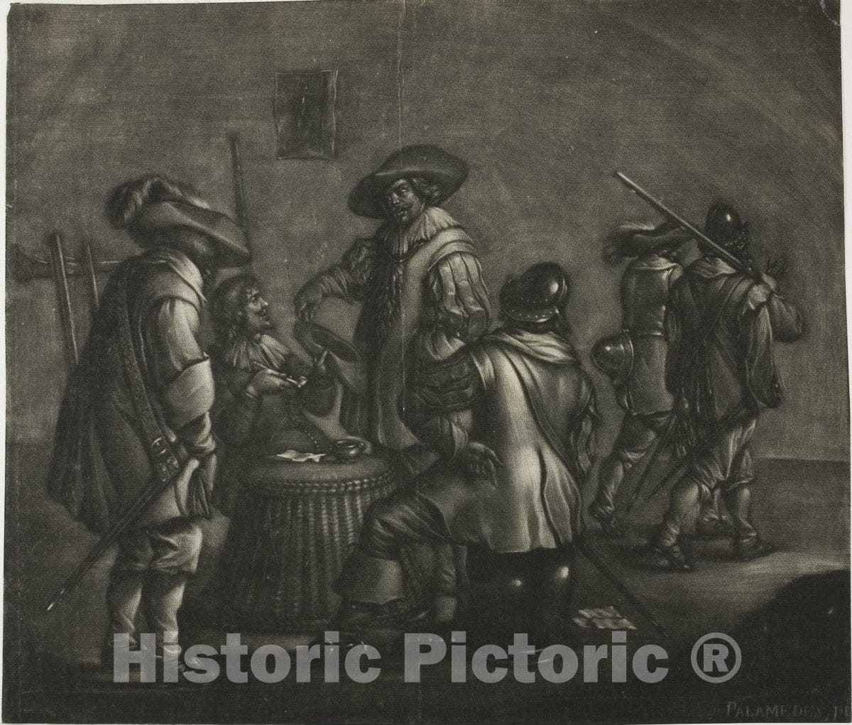 Art Print : Group of Six Soldiers, Wallerand Vaillant, c.1772, Vintage Wall Decor :