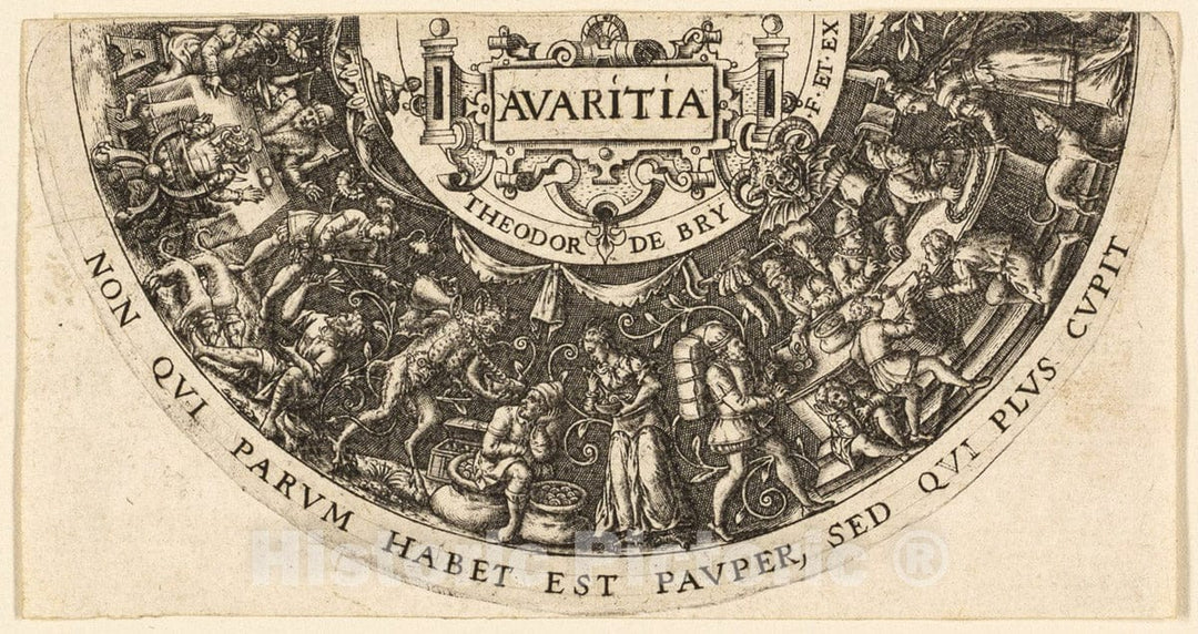 Art Print : Avarice, Johann Theodor de Bry, c 1490, Vintage Wall Decor :