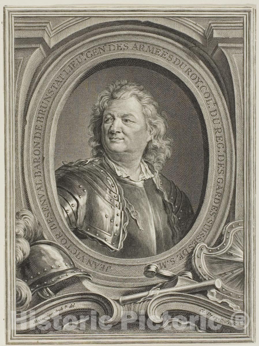Art Print : Portrait of Jean-Victor, Baron de Besenval, Claude Drevet, c.1561, Vintage Wall Decor :