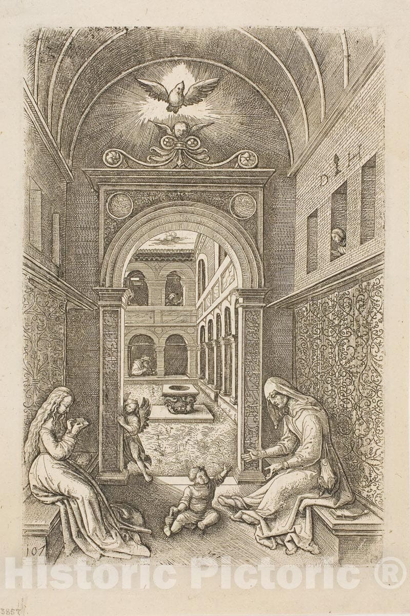 Art Print : The Holy Family in a Room (Virgin, Child, and Saint Anne), Daniel Hopfer, I, c.1660, Vintage Wall Decor :